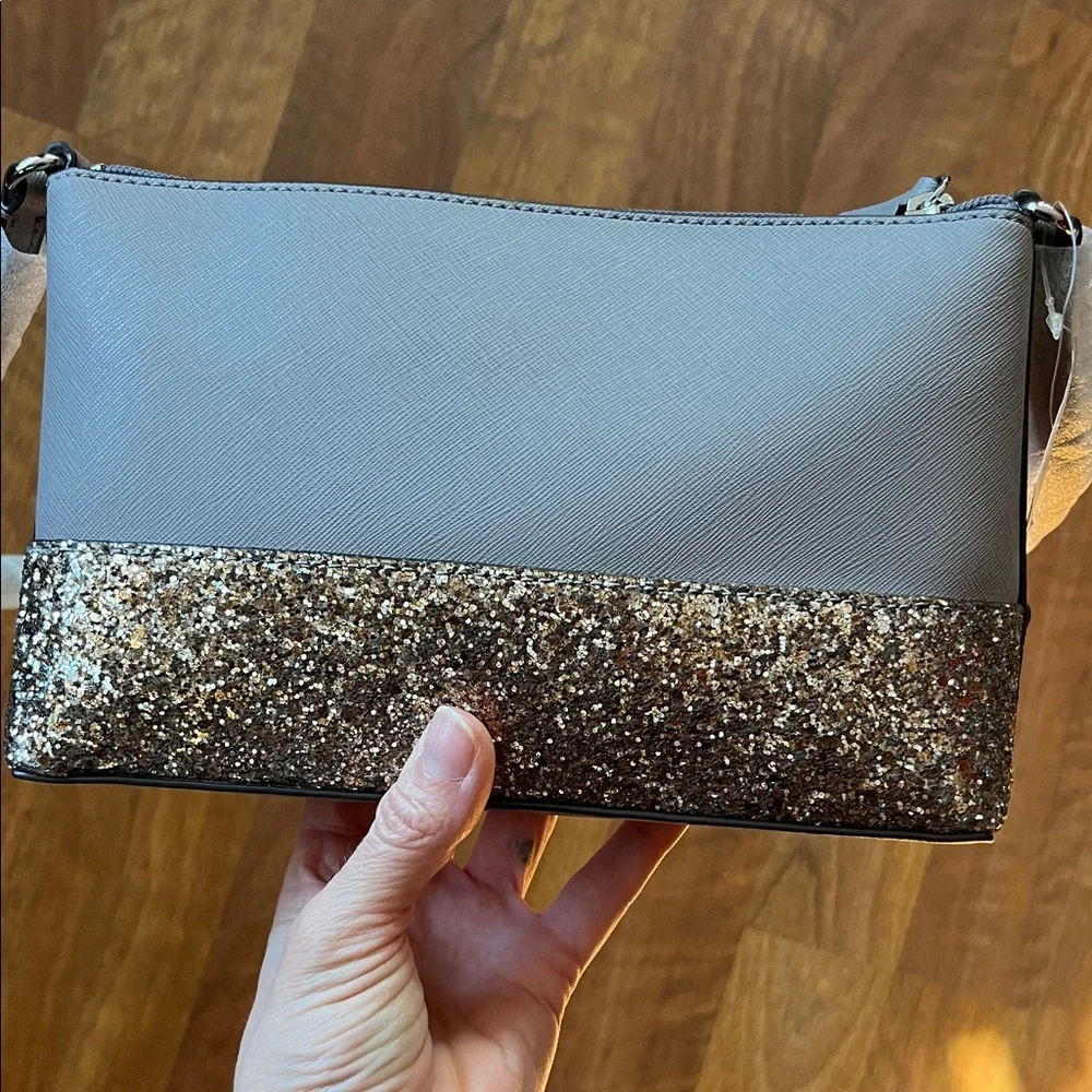 New Kate Spade Gray and Gold Crossbody Bag - Picture 8 of 16